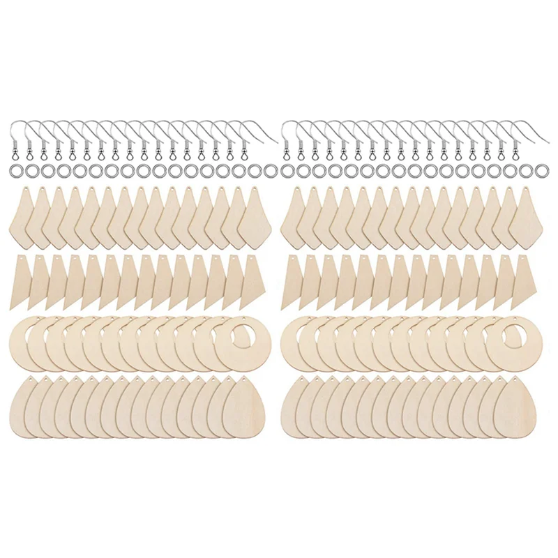 

CYL-240 Pieces Wood Earring Pendant Unfinished Wooden Blanks With 240 Earring Hooks For Earrings Jewelry DIY Craft Making