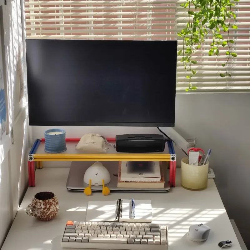 Dopamine Colorful Monitor Stand Acrylic Display Riser for Computer Screen Organizer Shelf Exhibition Showcase for Office Home