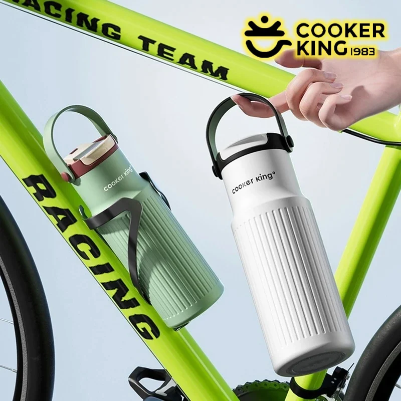

Ручной термос COOKER KING 650 мл, соломенная термос, кофейная кружка из нержавеющей стали, герметичная бутылка для воды для занятий спортом на открытом воздухе