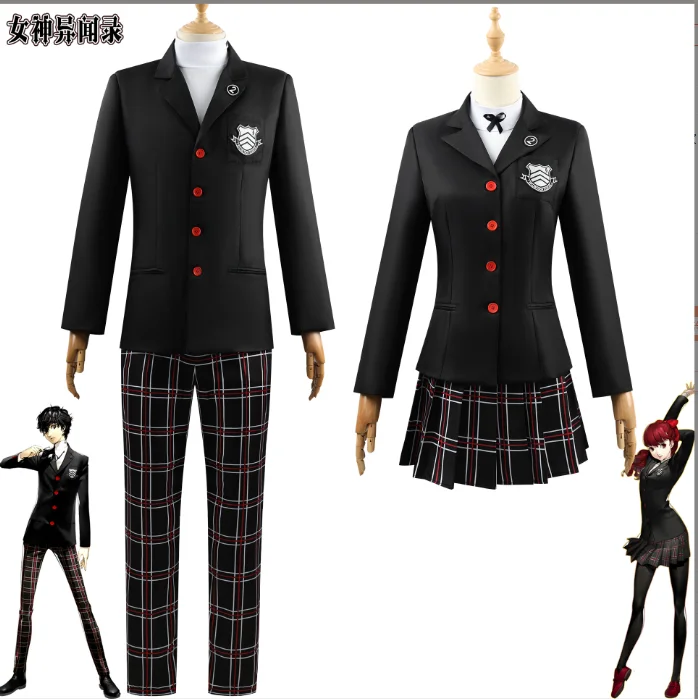 

Game Persona 5 Ren Amamiya Akira Kurusu Kostum Cosplay Amamiya School Uniform Mens Suits Halloween Unisex Blazer Outfit