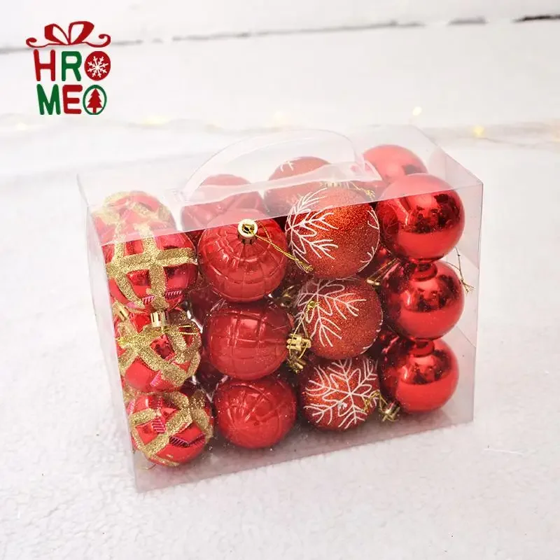 6cm Christmas painted ball package bucket ball rose gold Christmas ball pvc gift box Christmas tree decoration