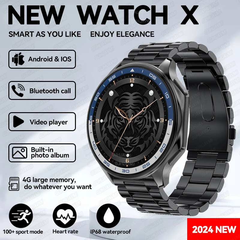 2024 neu für Huawei iOS Uhr x High-End-Business Smartwatch 4g großes Speicher album Smartwatch Männer Saphir Bildschirm Video-Player