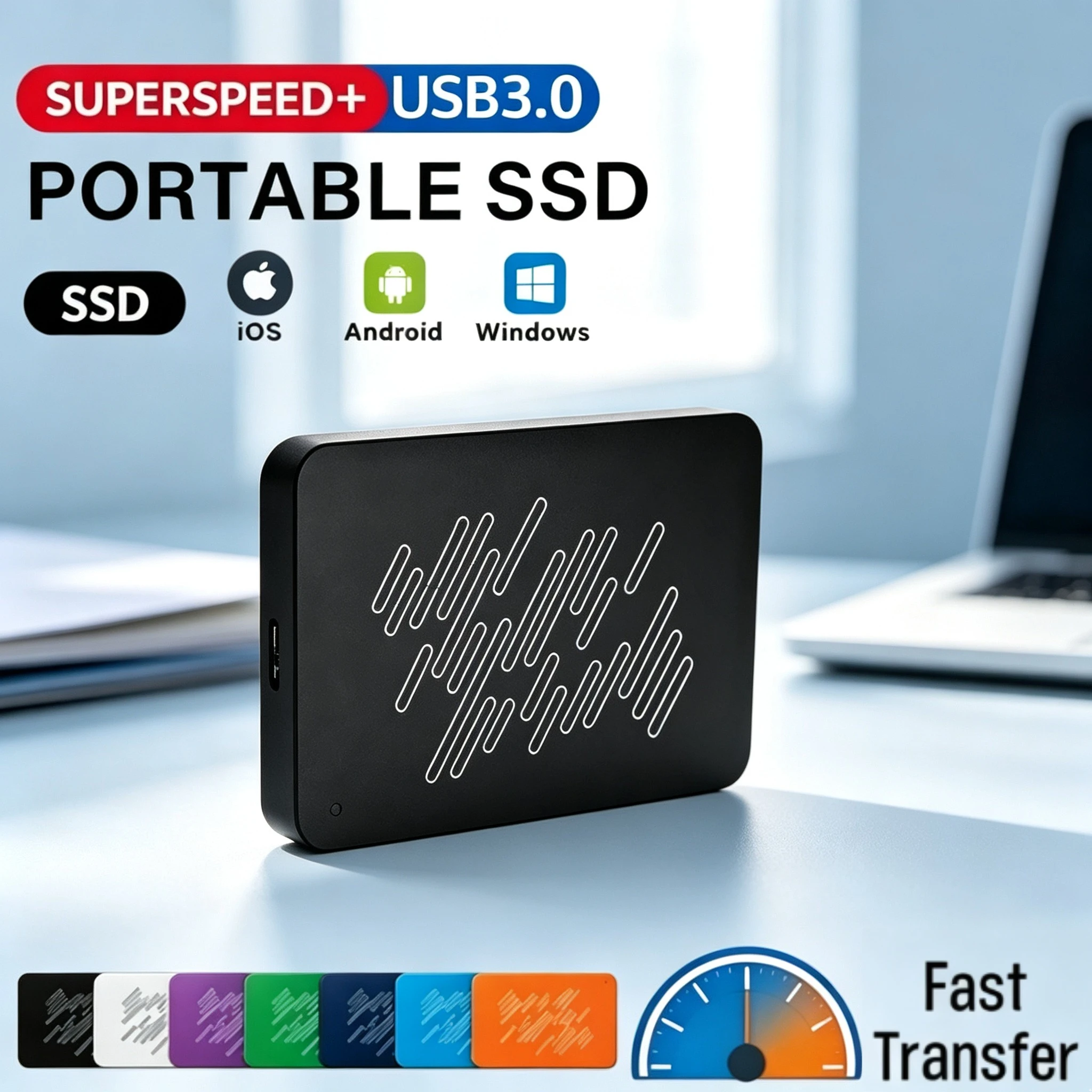 A3 Series New Portable USB3.0 SSD External Hard Drive, 500GB 1TB 2TB 4TB Solid State Disk for Gaming Console & Office Gift