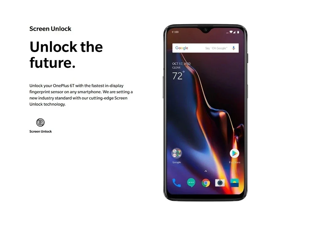 Oneplus 6T 4G 5G Mobile Phone 6.41 inch Octa Core 8GB+128GB Full screen Smartphone