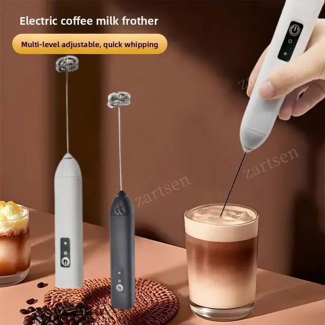Wireless Milk Frother Electric Type-C Handheld Blender Stainless