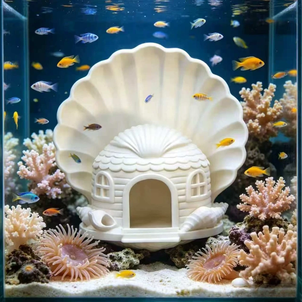cute-seashell-cottage-aquarium-hideout-3d-printed-fish-cave-ornaments-fish-shrimp-hideout-cave-safe-aquarium-decor-tanks-gifts