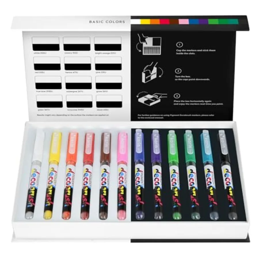 

Набор акриловых маркеров Pigment Decobrush, 12 цветов, с кистевым наконечником, непрозрачные, светостойкие и водостойкие