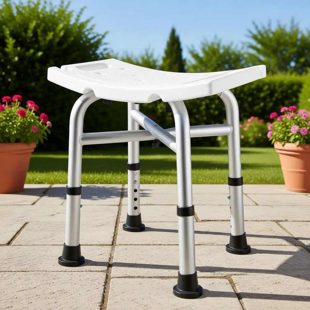 

Регулируемый по высоте стул для душа для взрослых, усиленный, быстрая сборка, идеально подходит для нагрузки до 227 кг