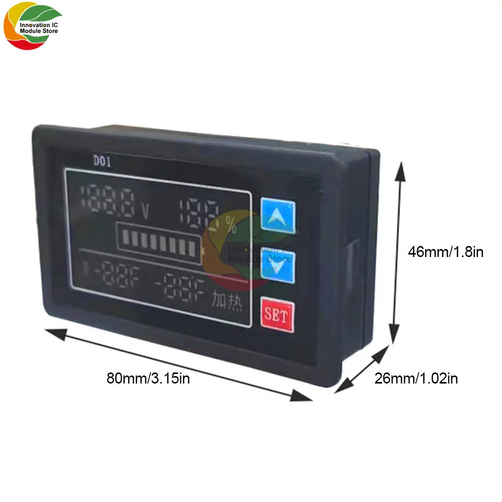 Digital Display Voltmeter With Temperature Control Waterproof Temperature Controller Control Switch Meter Battery power detector image 3