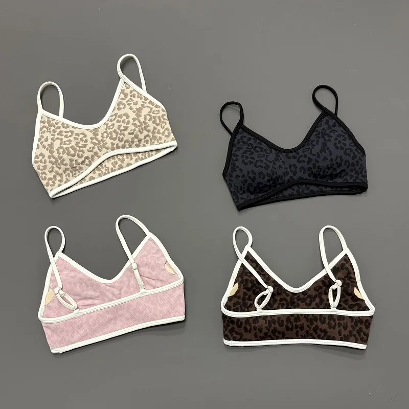 Women Leopard Print Sports Bra Wirefree Breathable Soft Comfortable Top High Support Push Up Gym Workout Yoga Fitness Bra