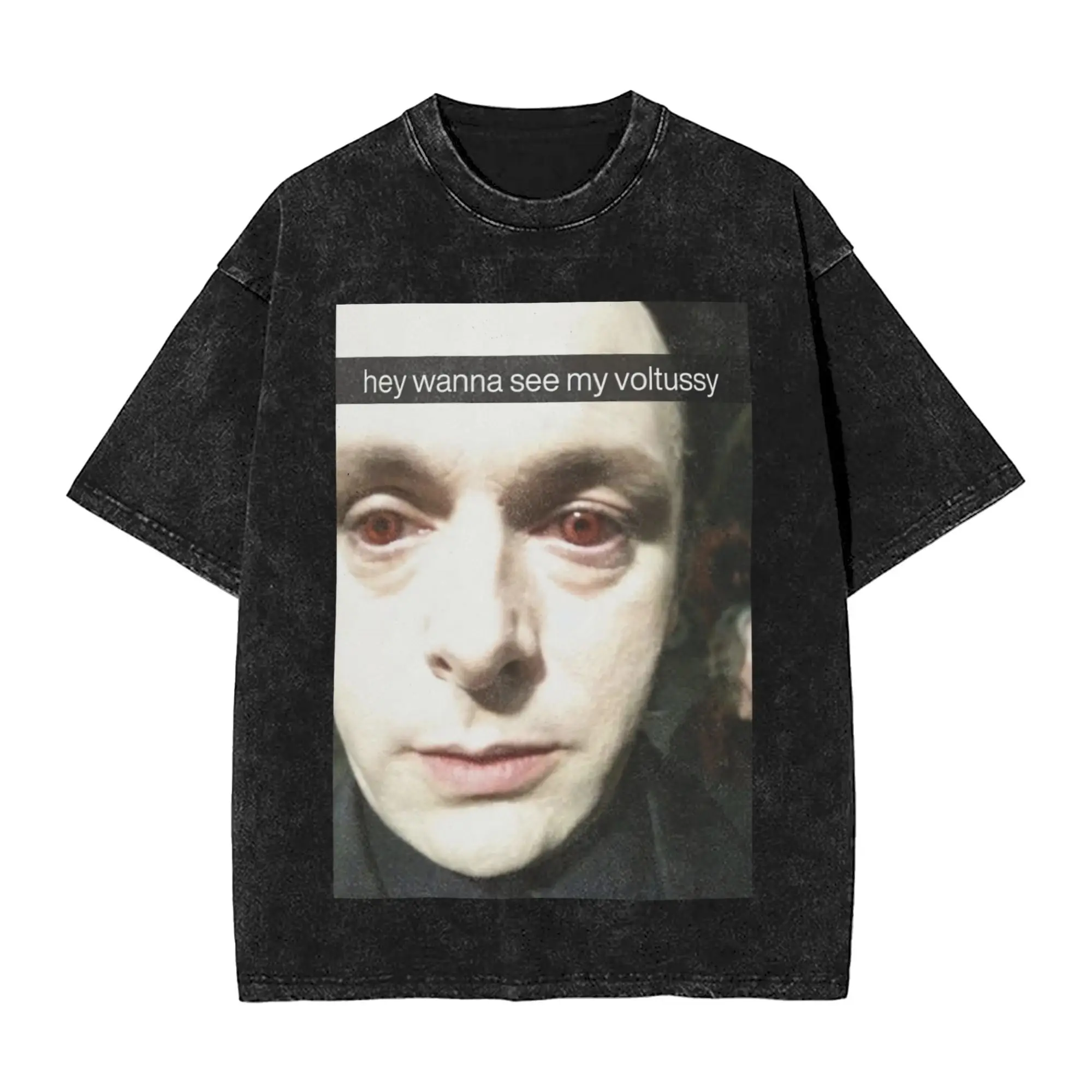 Washed T Shirts Wanna See My Voltussy Twilight Hip Hop Fashion T-Shirt Oversize  Streetwear Cotton Summer Tee Shirt Men Women