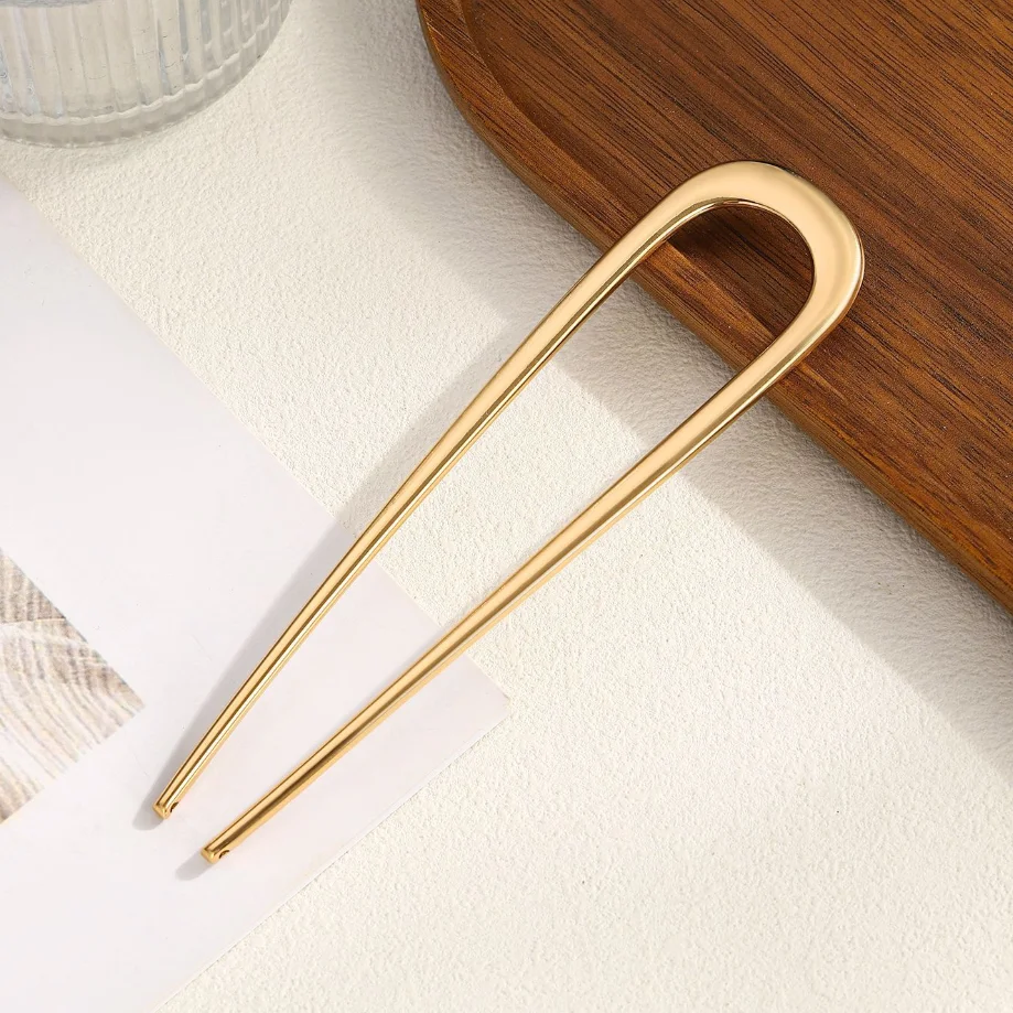 Dicke, einfache U-förmige Haargabeln für Frauen und Mädchen, Metall-Haarspangen, geometrische Haarclips, modische Haaraccessoires für Damen – Detail 19