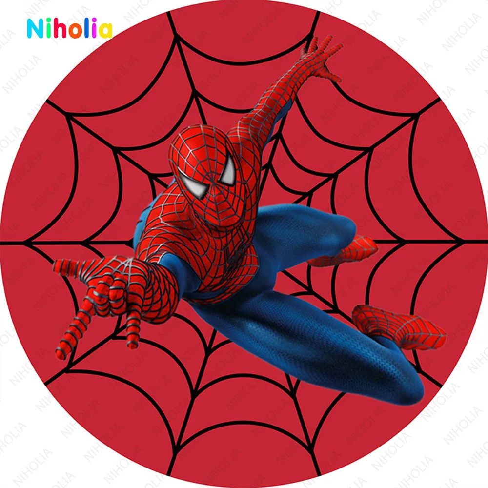 Spiderman Theme Birthday Backdrop Decoration Marvel Superhero Kids Boys Party Red Backgrounds Photography Cylinder Studio Banner