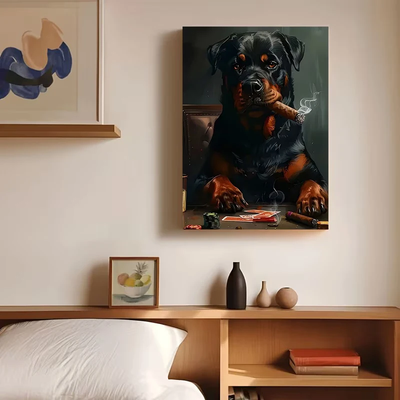 Labrador Play Poker Smoke Cigar Poster and Prints Animal Art Canvas Painting Wall Art Picture for Living Room Home Decor Cuadros