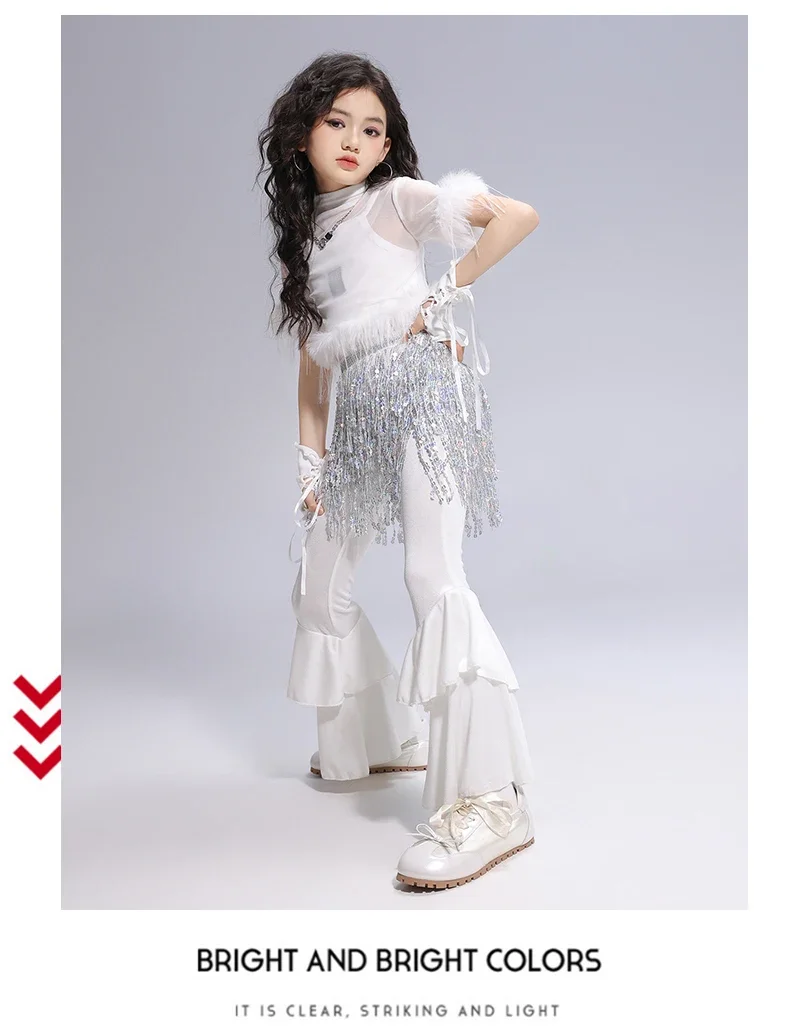 Pailletten-Jazz-Tanzkostüm für Mädchen, schmal geschnitten, Kpop-Girlgroup-Bühnenoutfit, kurzer Rock, Laufsteg-Show-Tanzkleidung – Detail 13