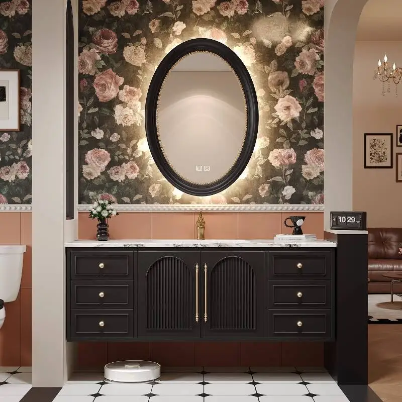 

Mirror Wood Bathroom Cabinet Wall Vintage Round Lavabo Cupboard Bathroom Cabinet Vanity Corner Mobile Da Bagno Furniture