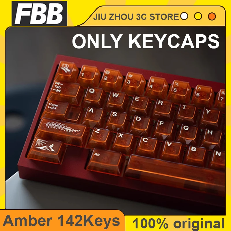 

FBB Fossil Янтарный прозрачный колпачок для клавиш 142, оригинальная заводская высота, УФ-спрей, магнитная ось, механическая клавиатура, колпачок на заказ