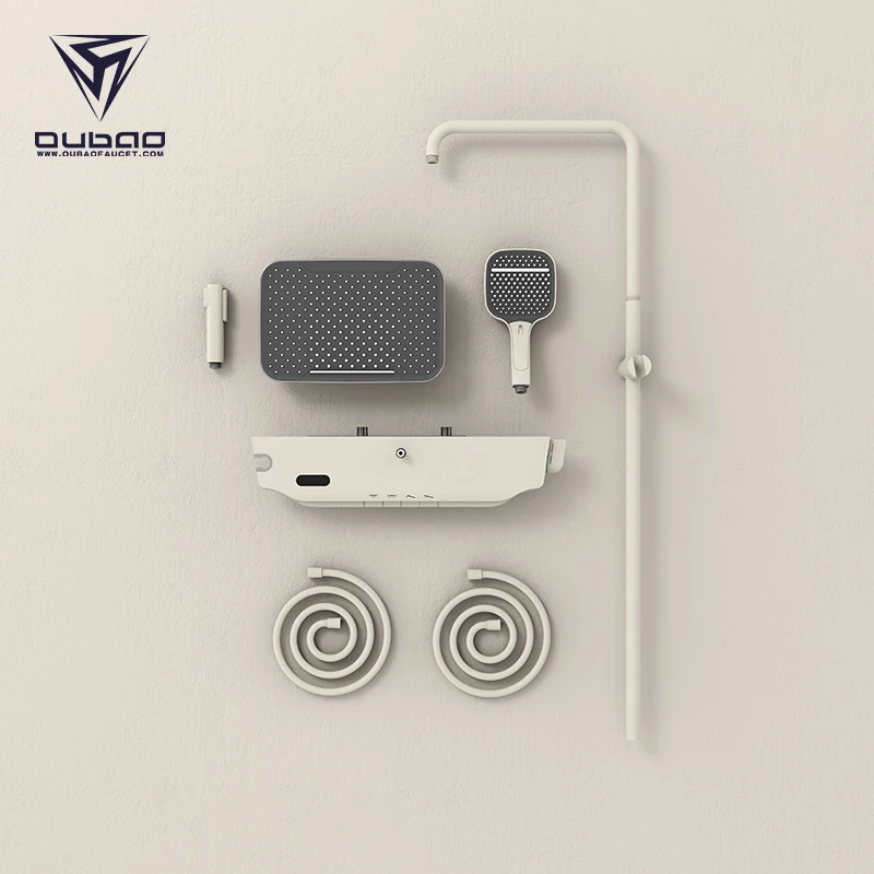 サーモスタット制御ピアノシャワーシステム スマートデジタル壁掛けシャワーヘッド バスルームシャワーセット