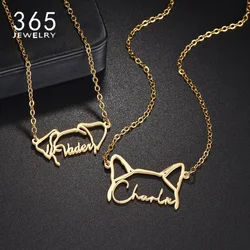 365 New Personalized Pet Ear Style Cute Custom Name Necklace Stainless Steel Nameplate For Boy Girl Birthday Gift Lovely Jewelry