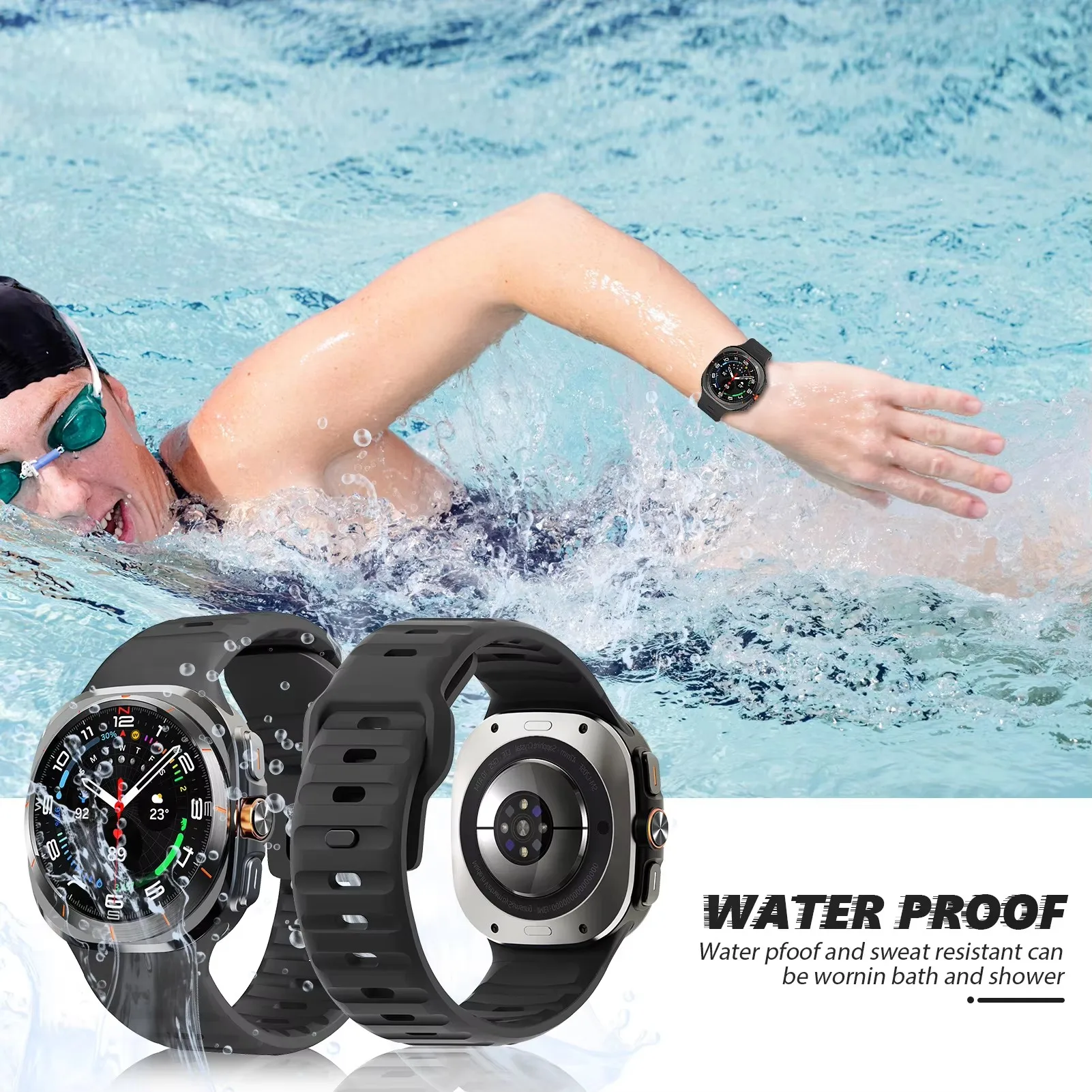 Para samsung galaxy watch 7 ultra cinta 47mm acessórios correa esporte pulseira de silicone para samsung galaxy watch ultra band 47 mm