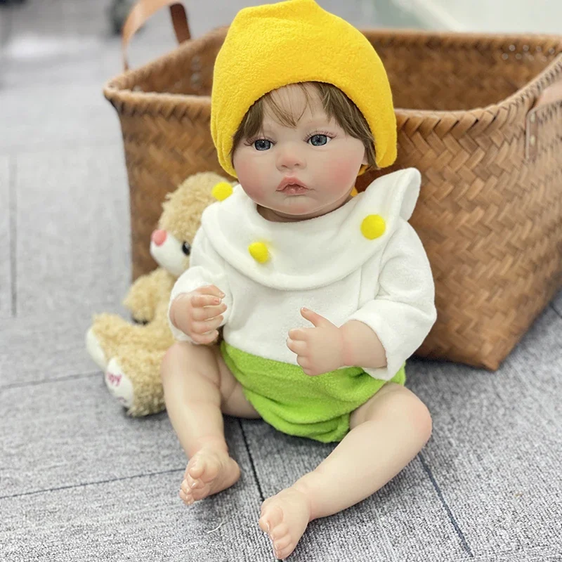 19Inch Meadow Full Body Collectible Art Doll Soft Silicone Bebe Doll waterproof Bath Toy Girl Doll Hand Detailed Painting