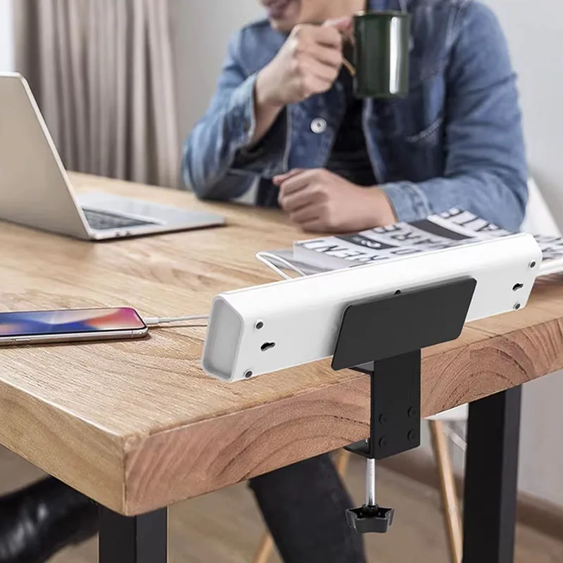 AOBT under Desk Power Strip Holder Black/White No-Drill Cable Management Tray Wire Organizer Shelf Storage for Desktop Computer