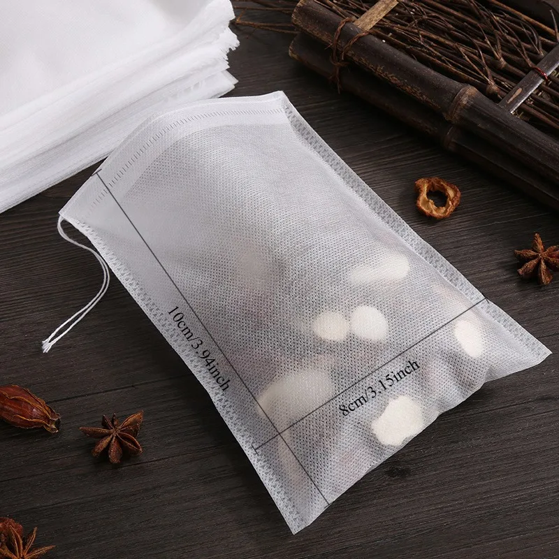 10 قطعة أكياس الشاي القابل للتصرف أكياس تصفية لمصفاة الشاي مع سلسلة شفاء الختم ، الغذاء الصف غير المنسوجة النسيج التوابل أكياس الشاي #3