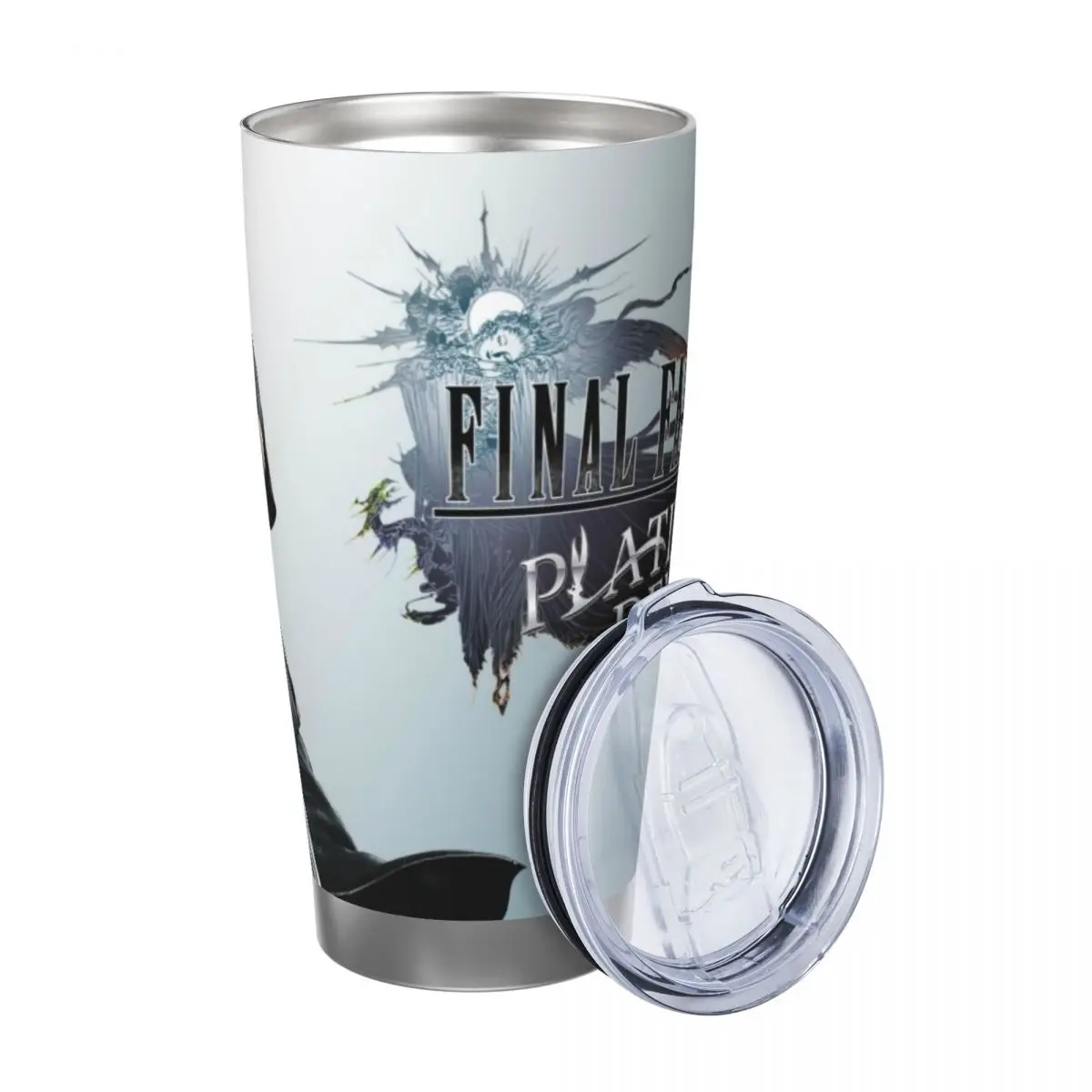 F-Final-Fantasy-XV 20oz Stainless Steel Car Mug Straw Thermal Iced Travel Cup Vacuum Insulated Coffee Hot Cup