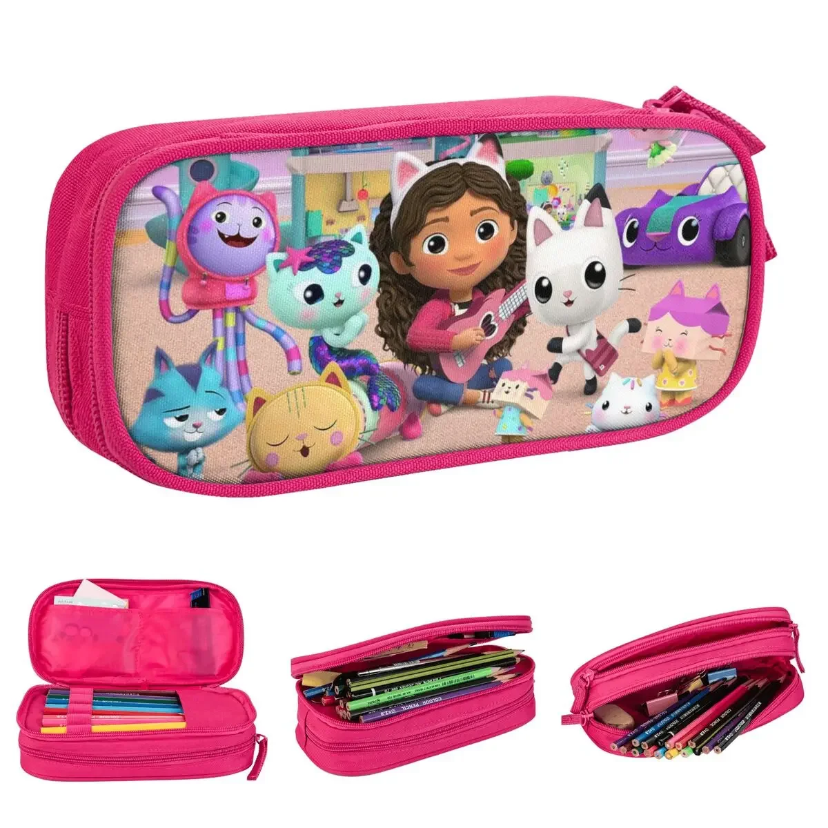 

Kawaii Gabby Dollhouse Cartoon Pencil Cases Pencilcases Pen Box Kids Large Storage Pencil Bags Students School Zipper Stationery
