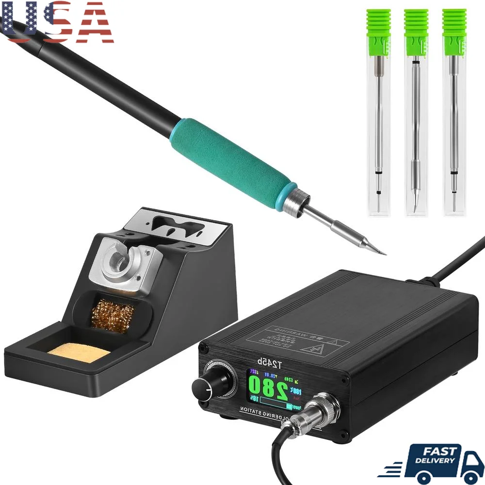 DIY Electronic Welding Iron Tips Station with Aluminum Alloy Case & Handle Bracket US Plug 100-240V 180WPrecision Soldering