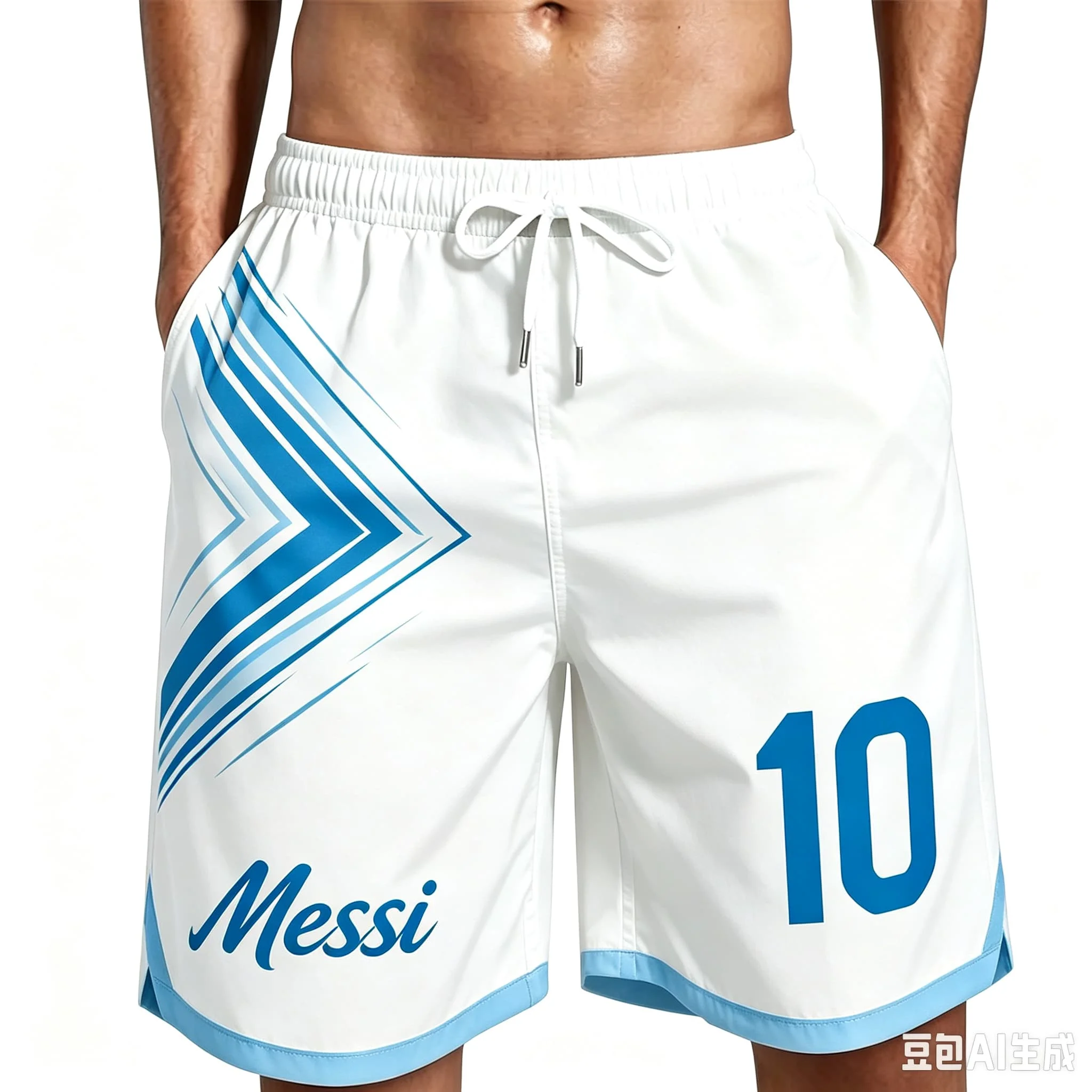 2026 Best-Selling Fashion Printed Beach Shorts Blue and White Style, Quick Drying, Breathable Family and Child Wear Training