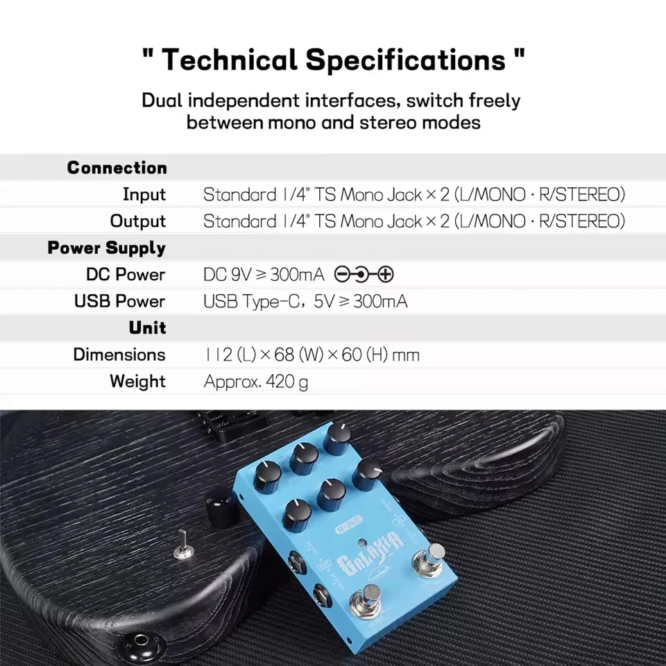 M Vave Guitar Effect Pedal Mini Universe Digital Reverb 9 Effects Modes Processor For Guitar Performance Practice view 6