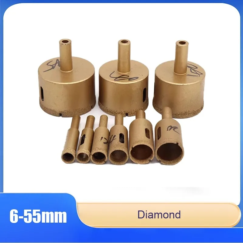 

1/2/5pcs Brazed Diamond Hole Saw Drill Bits, Suitable For Tile, Marble, Granite, And Glass Cutting Tools 6-55mm