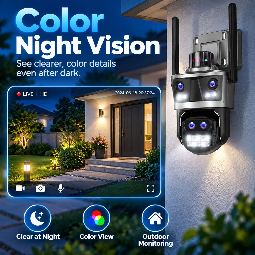 16MP PTZ Security Camera 8X Zoom Outdoor WiFi Camera 360° Pan Tilt Auto Tracking Two Way Audio Motion Detection Waterproof ICsee
