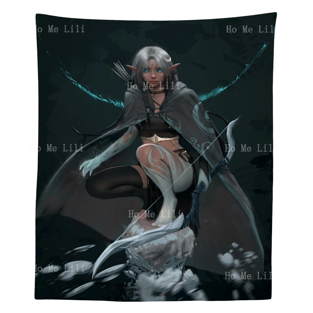 Creative Game Character Bow Tie Dream Girl Holding A Bow And Arrow Tapestry For Bedroom Decor