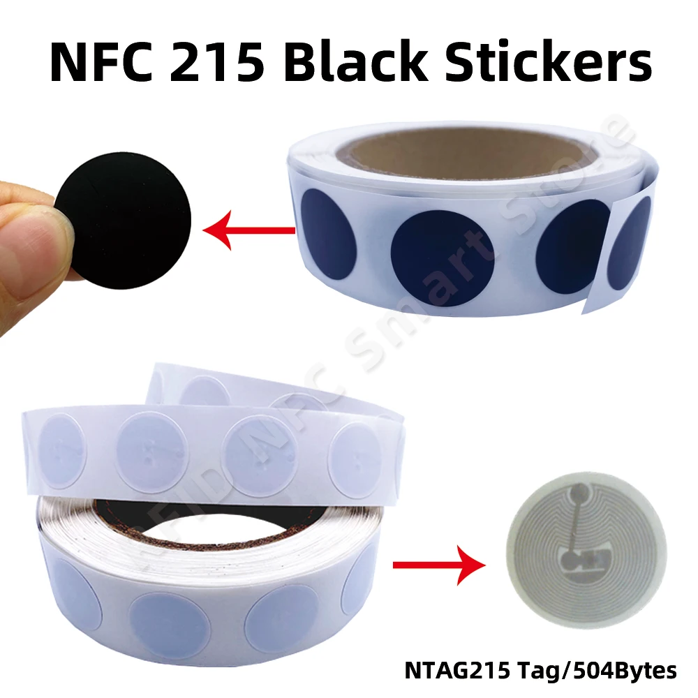 

NFC Ntag215 Self-adhesive Tag 13.56MHz ISO14443A Sticker White/Black Ntag 215 NFC Phone Available RFID Stickers Adhesive Label