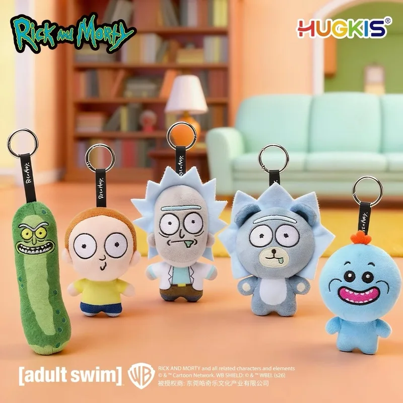 Hugkis Genuine 12-23cm Rick And Morty Peripheral Plush Pendant Pickled Cucumber Doll Pendant Couple Holiday Surprise Gift