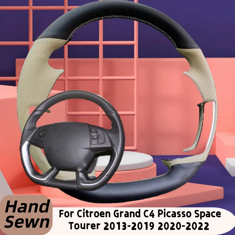 

Hand-Sewn Genuine Leather Car Steering Wheel Cover For For Citroen Grand C4 Picasso Space Tourer 2013-2019 2020-2022 Accessorie