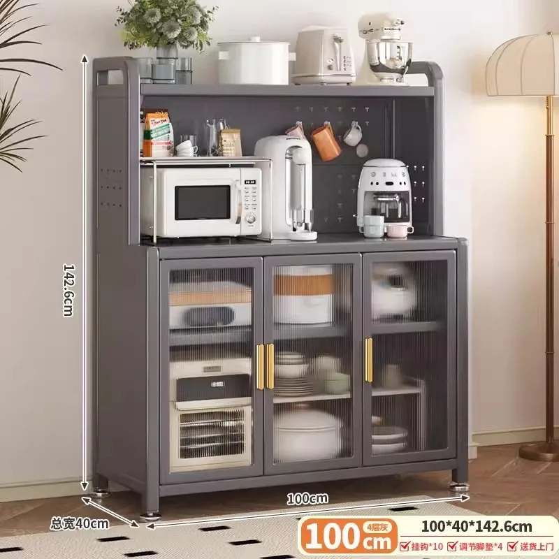 Cross-border kitchen rack Floor-to-ceiling multi-layer rock slab storage cabinet Multifunctional microwave oven Oven cutting