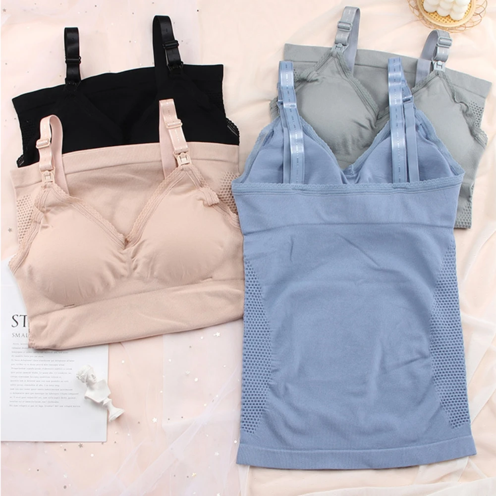 New Maternity Breastfeeding Tops Pregnancy Bottoming Shirts Lingerie Clothes Mama Tank Pregnant Women Lace Vest Nursing Top