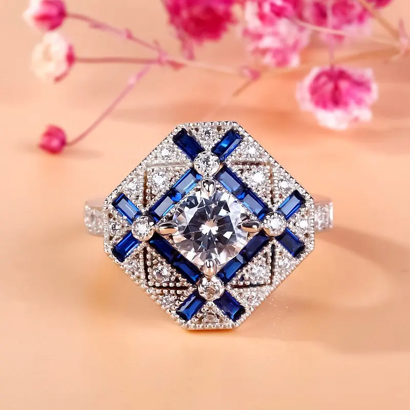 Huisept Fashion Ring 925 Zilveren Sieraden Met Zirkoon Edelsteen Accessoires Voor Vrouwen Bruiloft Engagement Gift Finger Rings