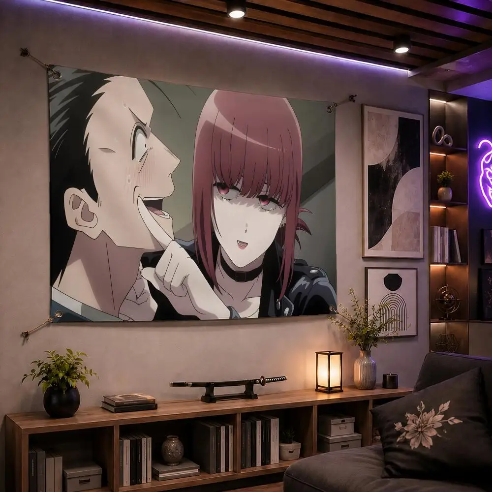Romantic Manga Smoking Behind the Supermarket with You Flags Indoor Outdoor Wall Banner Party Decor Large Hanging Wall Backdrop