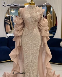 Middle East Muslim Celebrity Dresses With A Cape Long Sleeves High Neck Evening Gowns Vestidos Para Mujer Turkish Coutures