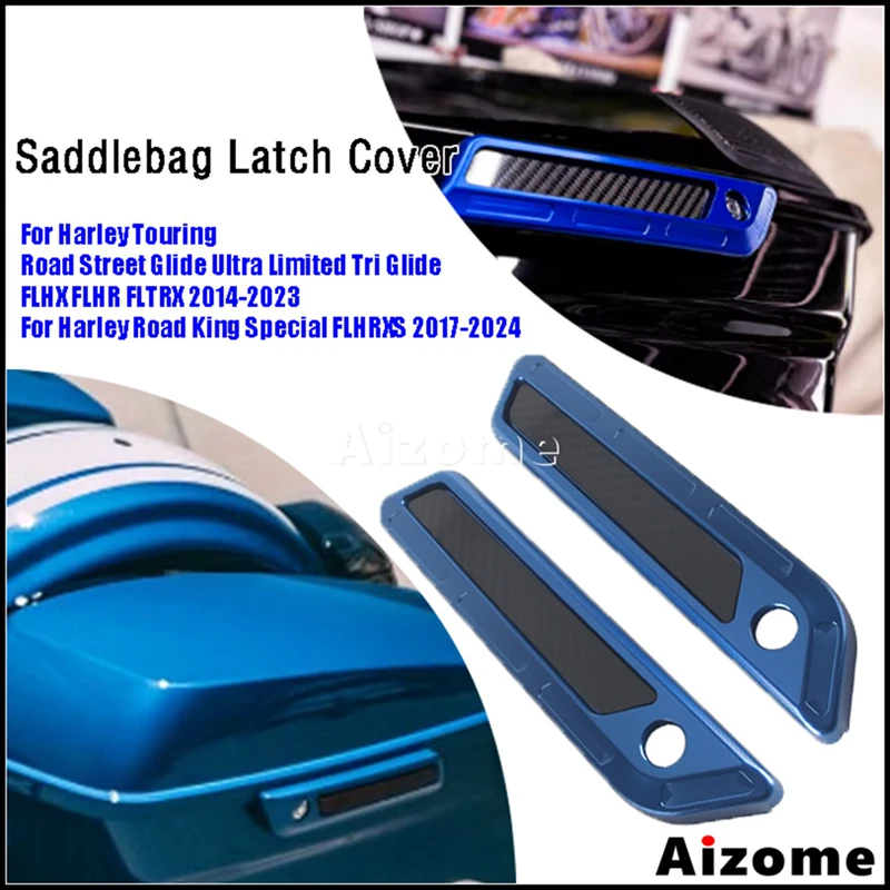 

Motorcycle Saddlebag Latch Cover Reflective Design CNC Aluminum Carbon Fiber For Harley FLHX FLHR FLTRX Road Street Glide 14-24