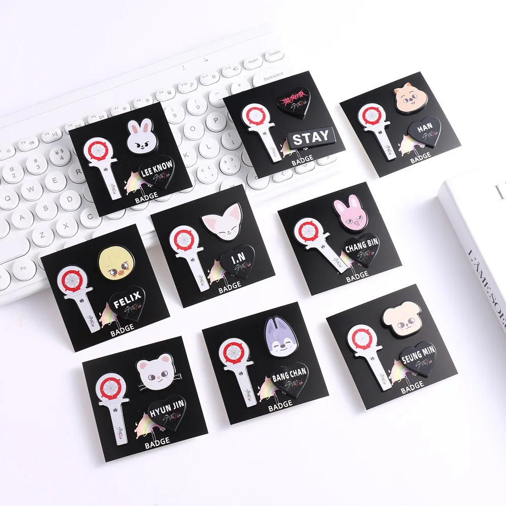 

Stray Kids Skzoo Brooch Set 3 Pcs Lightstick Cartoon Animal Name Badges Kpop Stay Fans Collectible Daily Wear Accessories