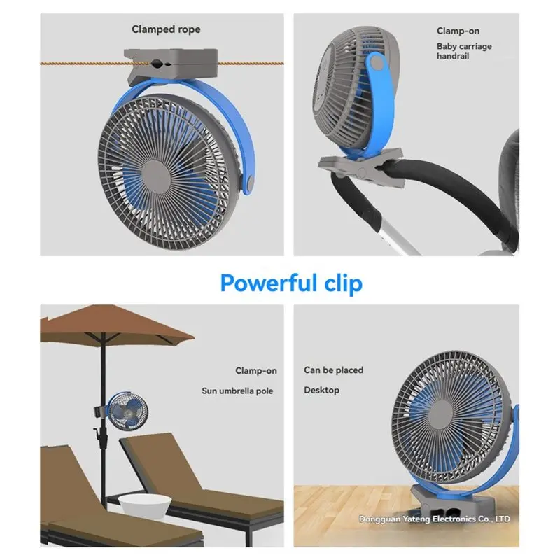 USB Charging Wireless Electric Fan 10000Mah Battery Portable Clip Ceiling Fan For Home Outdoor 4 Speed Adjustable B-A54Q
