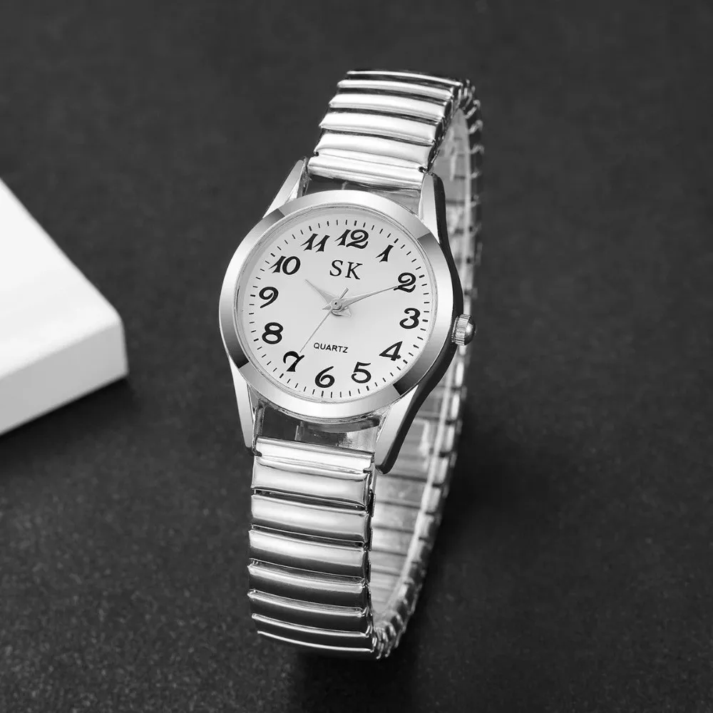 Creative Small Round Watches Simple Luxury Quartz Watch Elastic Band Steel Belt Wristwatches Gifts
