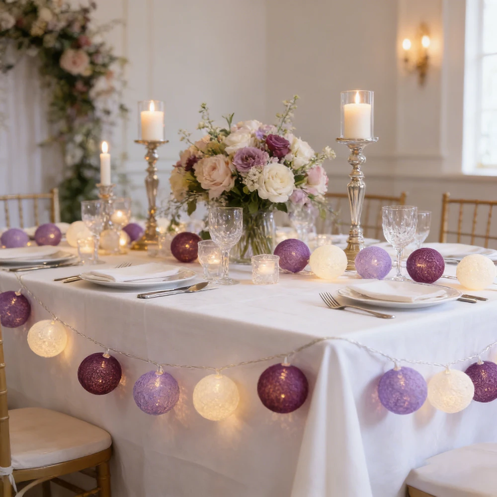 10/20LED Fairy Cotton Ball Light String Garland Fairy Lamp LED Holiday Wedding Birthday Party Home Bed Decoration Battery Box