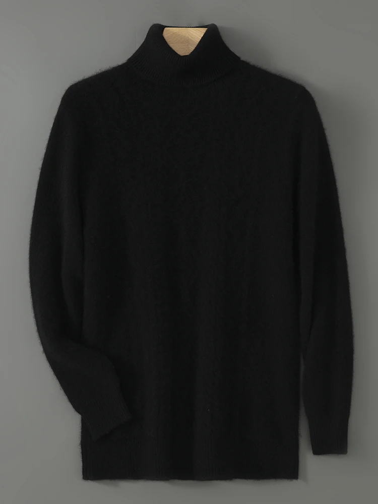 100% メリノウールメンズハイカラー秋冬ファッションカジュアルベースセーターニットセーター