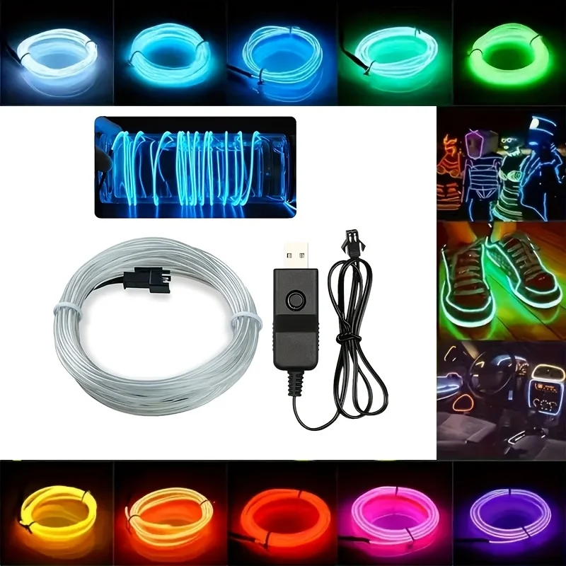300cm/118in Car Interior Decorative Lamps Strips Atmosphere Lamp Cold Light Decorative Dashboard Console Auto LED Ambient Lights